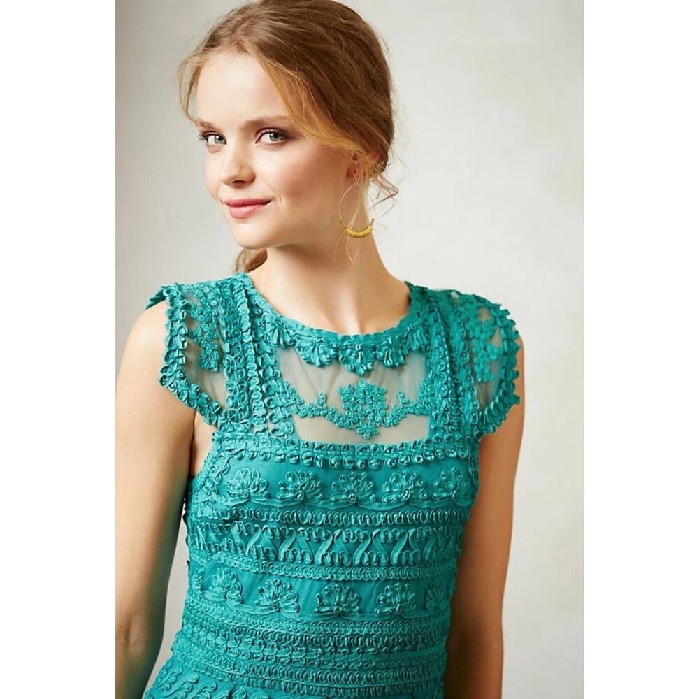 Yoana Baraschi Anthropologie Women's Embroidered Lace Fit + Flare Dress Size 12 - Picture 3 of 12